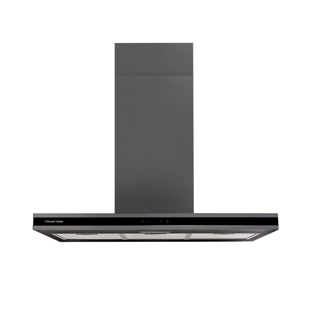 Refurbished Russell Hobbs 90cm Midnight Island Cooker Hood - Dark Steel