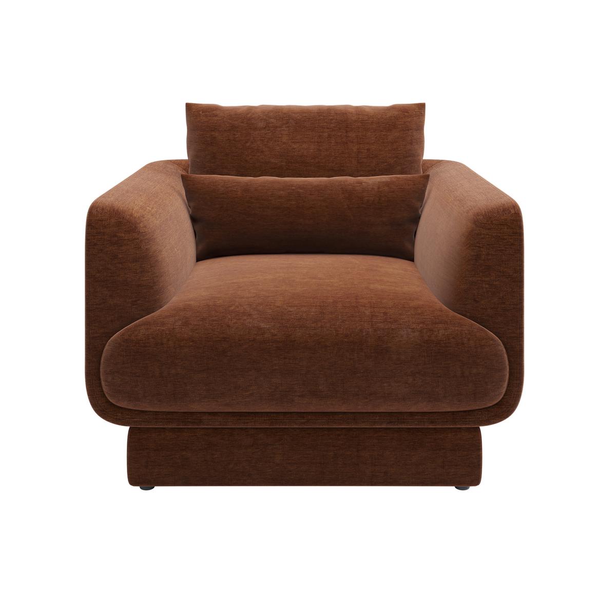 Brown Chenille Armchair with Cushion - Ramses