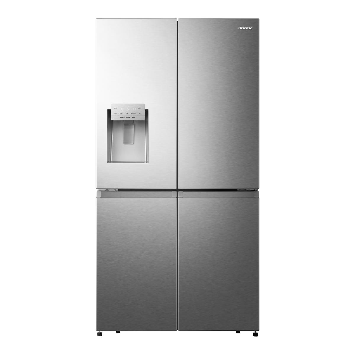 Hisense 584 Litre 4 Door American Fridge Freezer Non Plumbed Water Dispenser - Grey