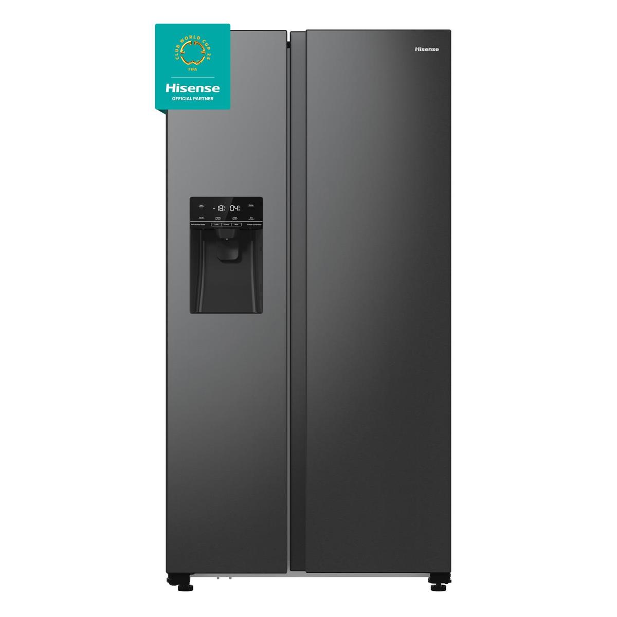 GRADE A2 - Hisense PureFlat 566 Litre Side-By-Side American Fridge Freezer - Black