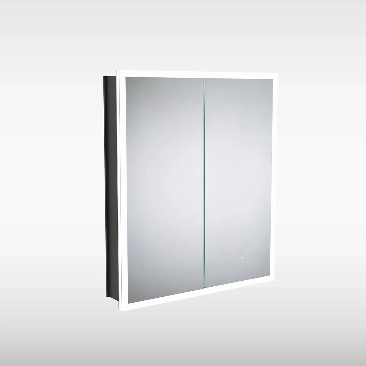 Sensio Eclipse Double Door Black Recessed Bathroom Mirror Cabinet with Lights, Demister & Shaver Socket 600 x 700mm