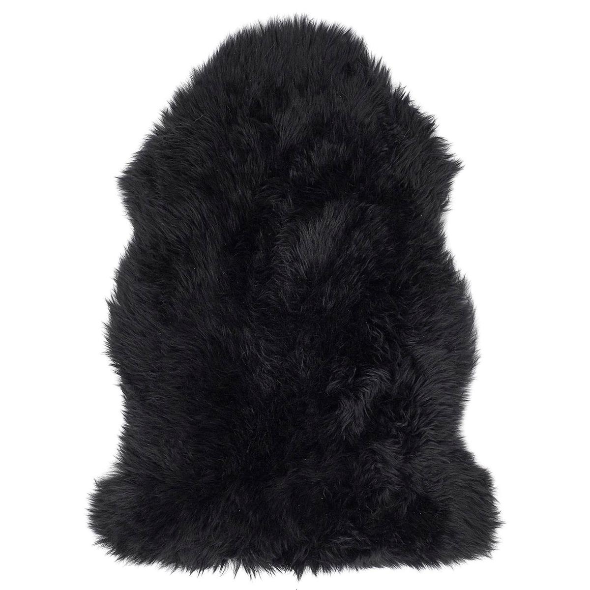 Black Single Genuine Sheepskin Rug - 95 x 65 cm - Origins