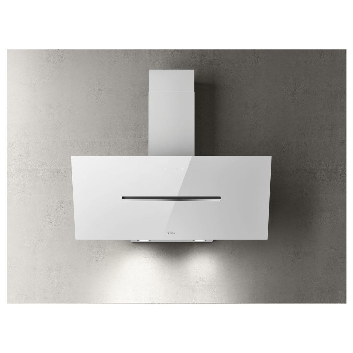 Refurbished Elica Shy SHY-WH-90 90cm Angled Cooker Hood White Glass