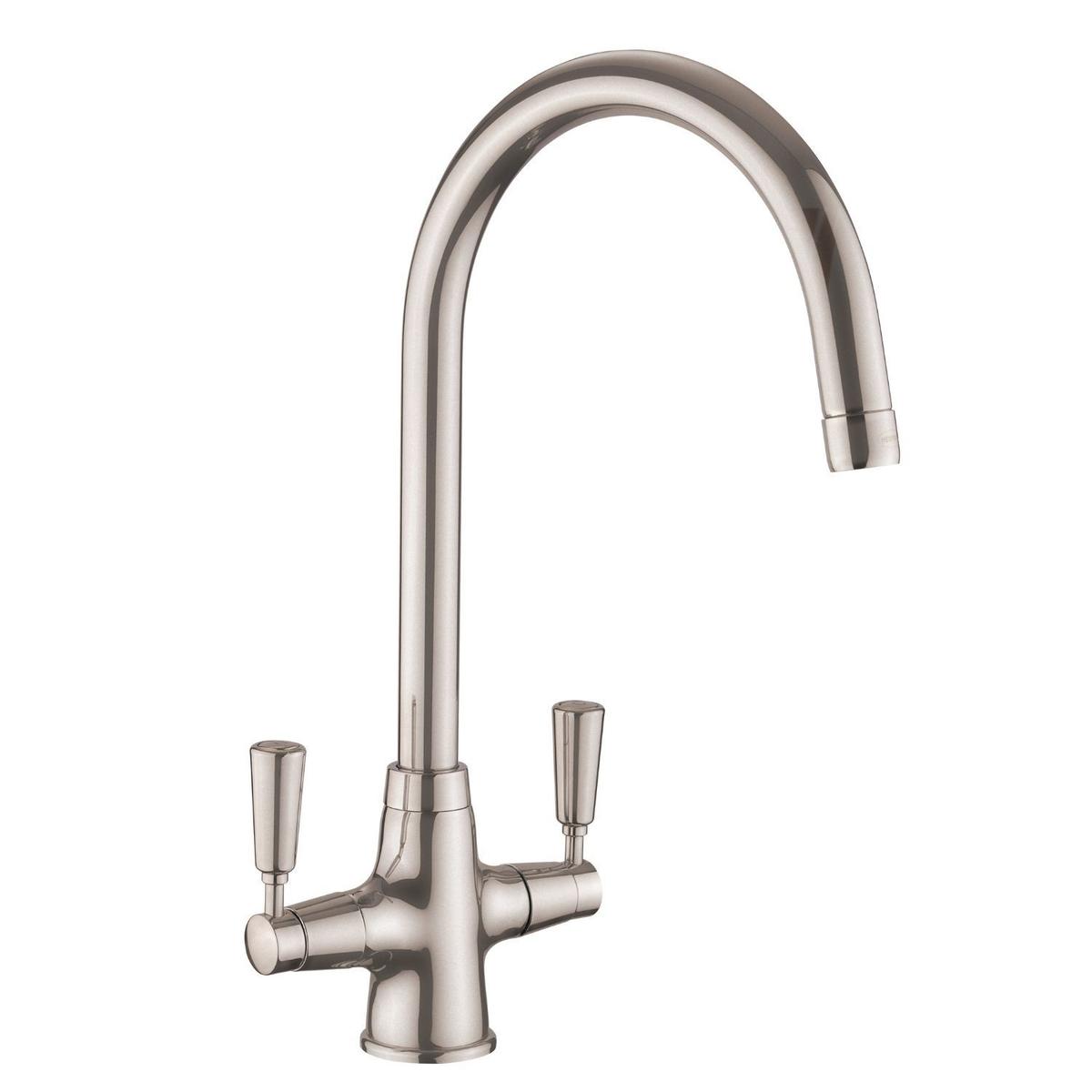 Rangemaster AquaClassic Double Lever Kitchen Mixer Tap - Brushed Stainless