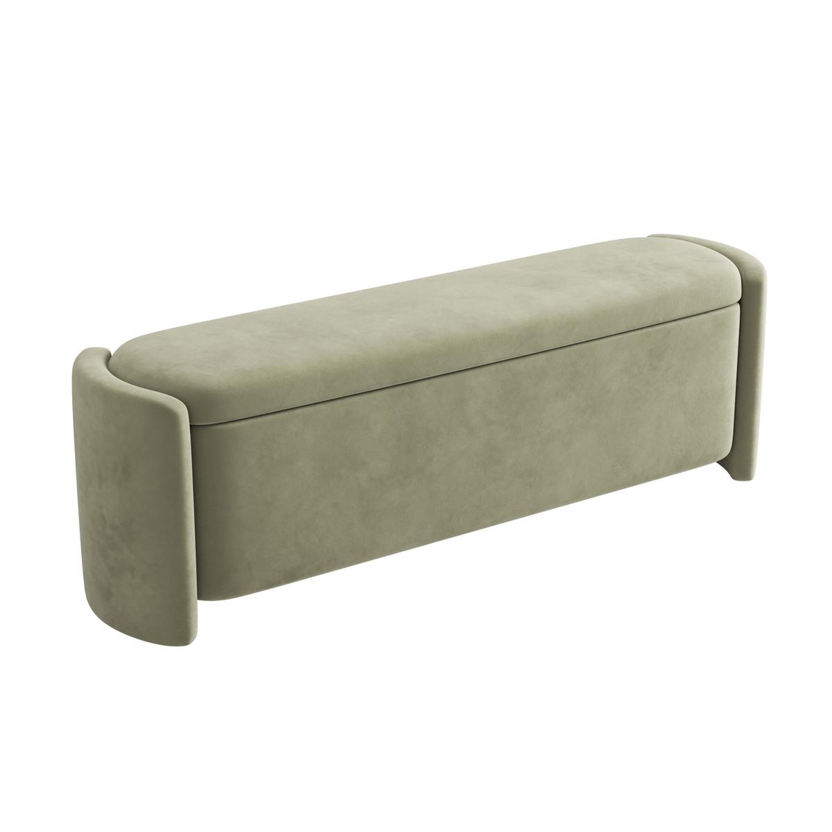 Sage Velvet Ottoman Storage Blanket Box - Taryn