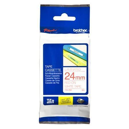 Brother Gloss Red on White 24mm Labelling Tape