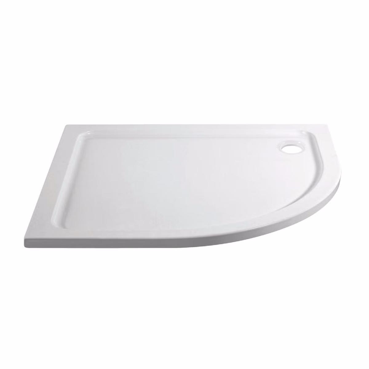 ONLY OPENED - 1200x800mm Right Hand Offset Quadrant Shower Tray 45mm - White Acrylic Stone Resin - Pearl