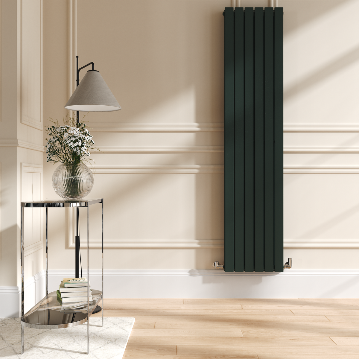 Riace Evergreen Vertical Flat Designer Radiator 1800x408mm Double Panel 4168 BTU