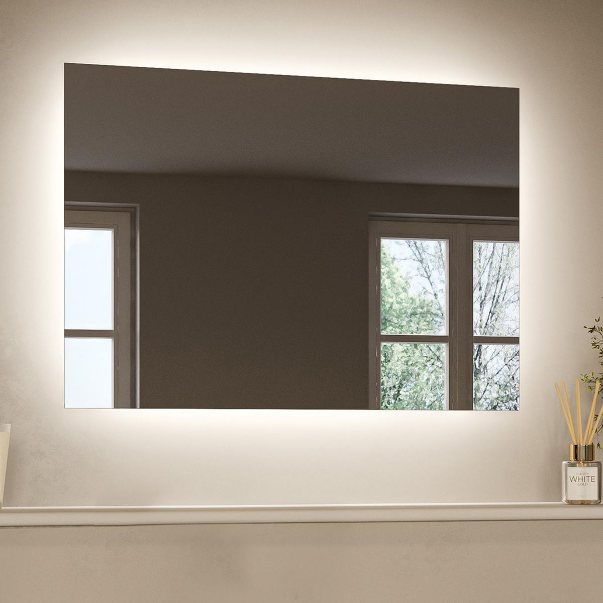 ONLY OPENED - Rectangular LED Bathroom Mirror with Bluetooth & Demister 700 x 500mm - Vela
