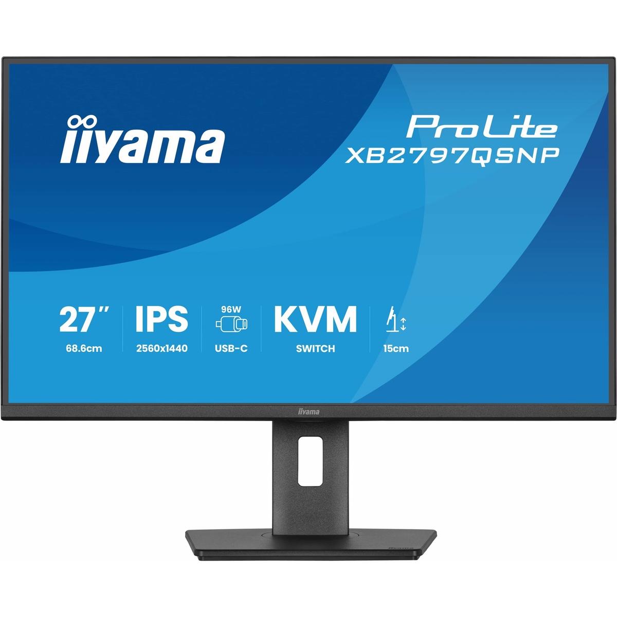 iiyama ProLite XB2797QSNP 27" IPS QHD USB-C KVM Height-Adjustable Monitor