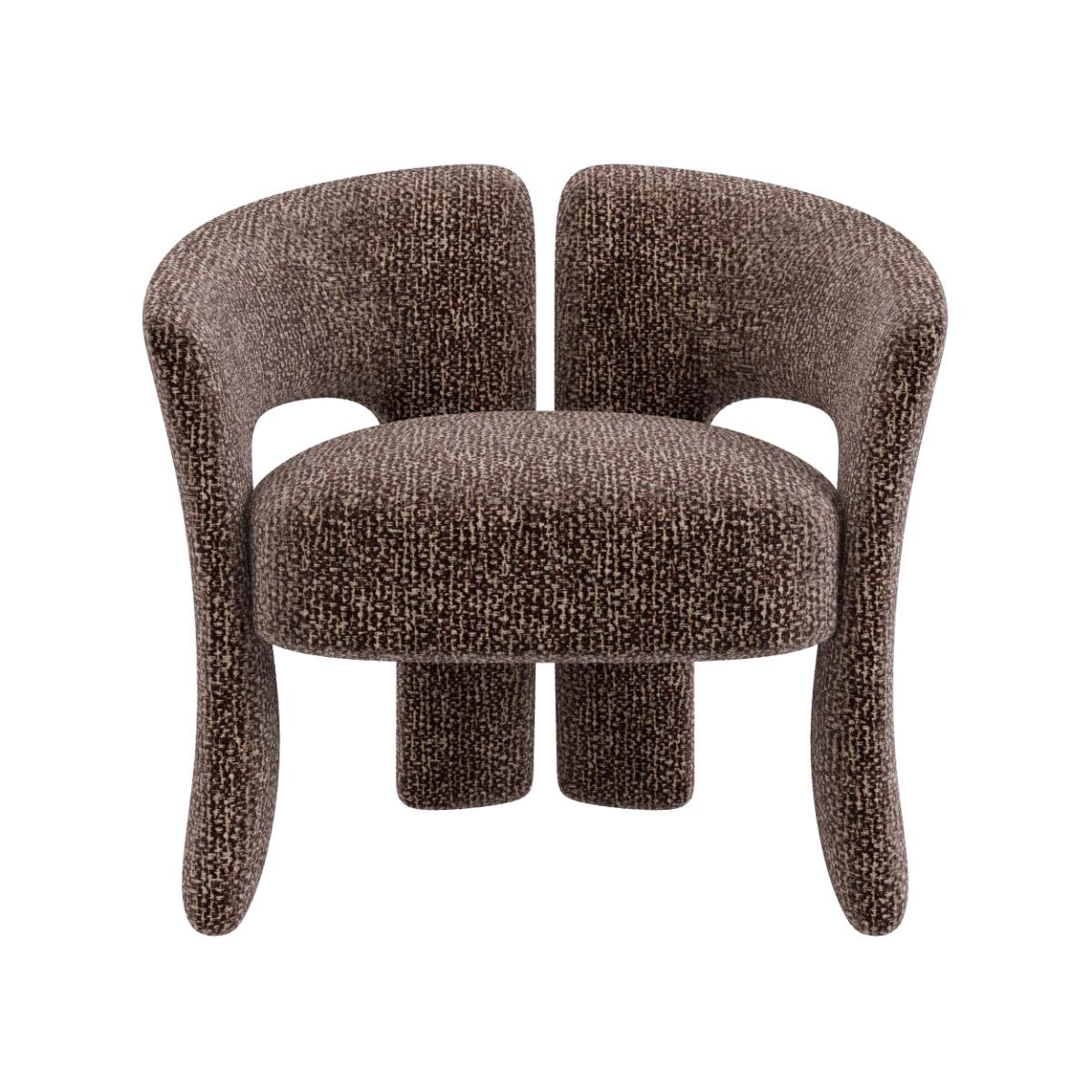 Brown Boucle Modern Curved Accent Chair - Azalea