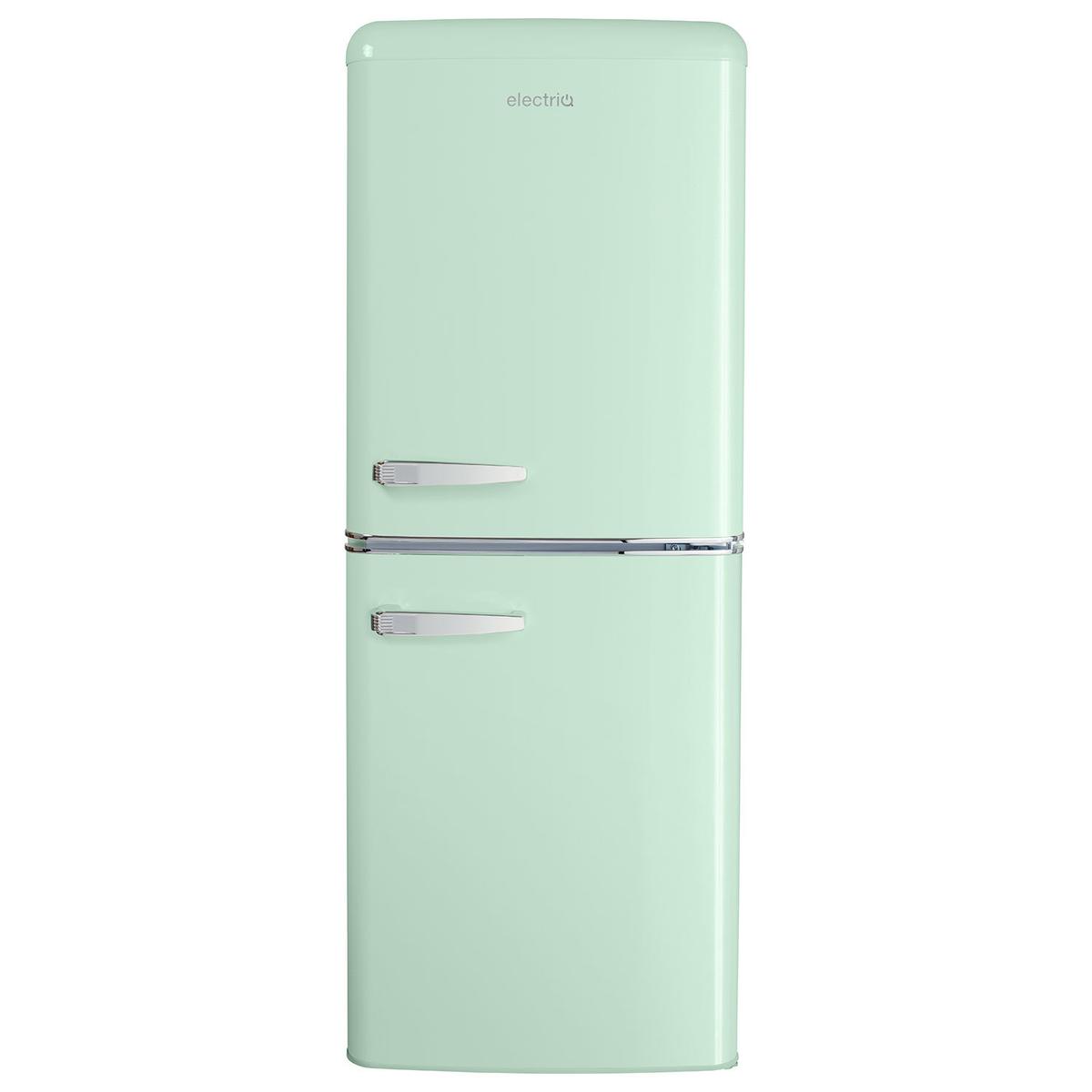 electriQ 153 Litre 60/40 Retro Freestanding Fridge Freezer - Mint Green Total No Frost