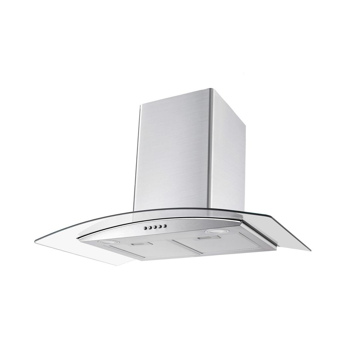 electriQ 80cm Curved Glass Chimney Cooker Hood - Stainless Steel