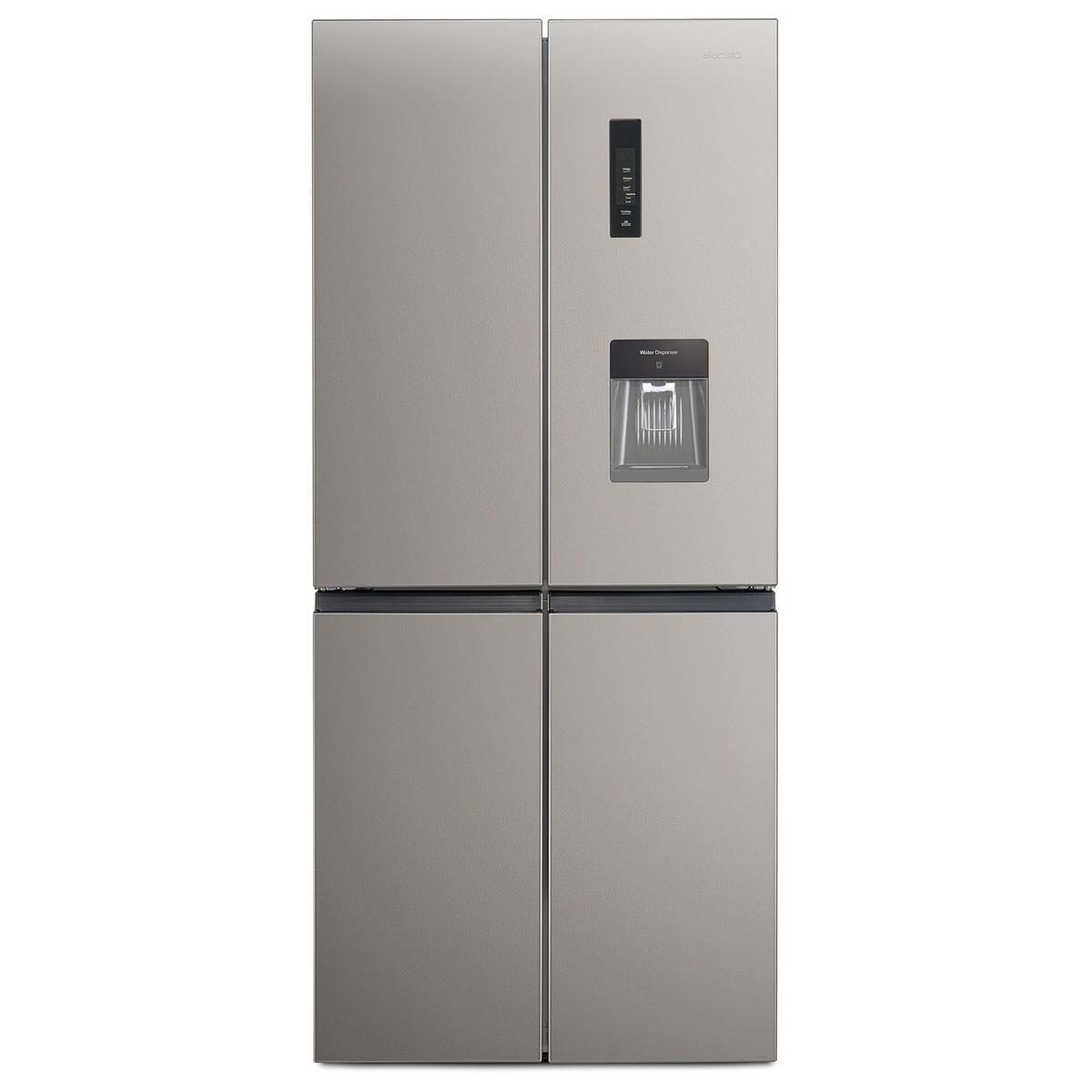 electriQ 415 Litre Four Door American Fridge Freezer with Water Dispenser - Stainless Steel