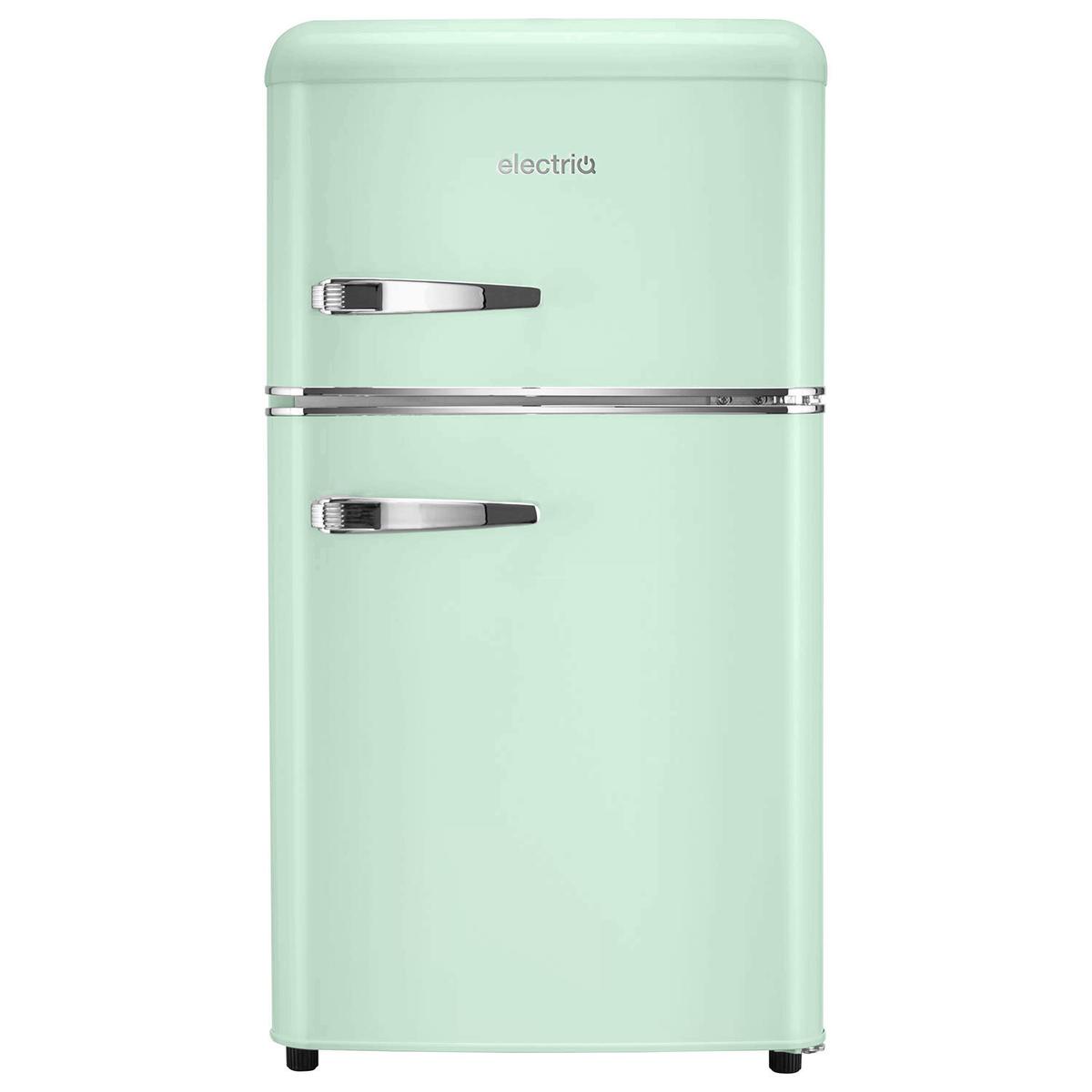 electriQ 80 Litre 70/30 Retro Freestanding Fridge Freezer - Mint Green