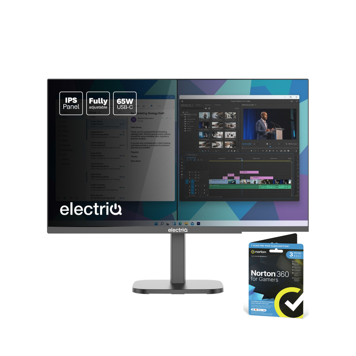 electriQ 27" IPS Full HD 144Hz USB-C Monitor