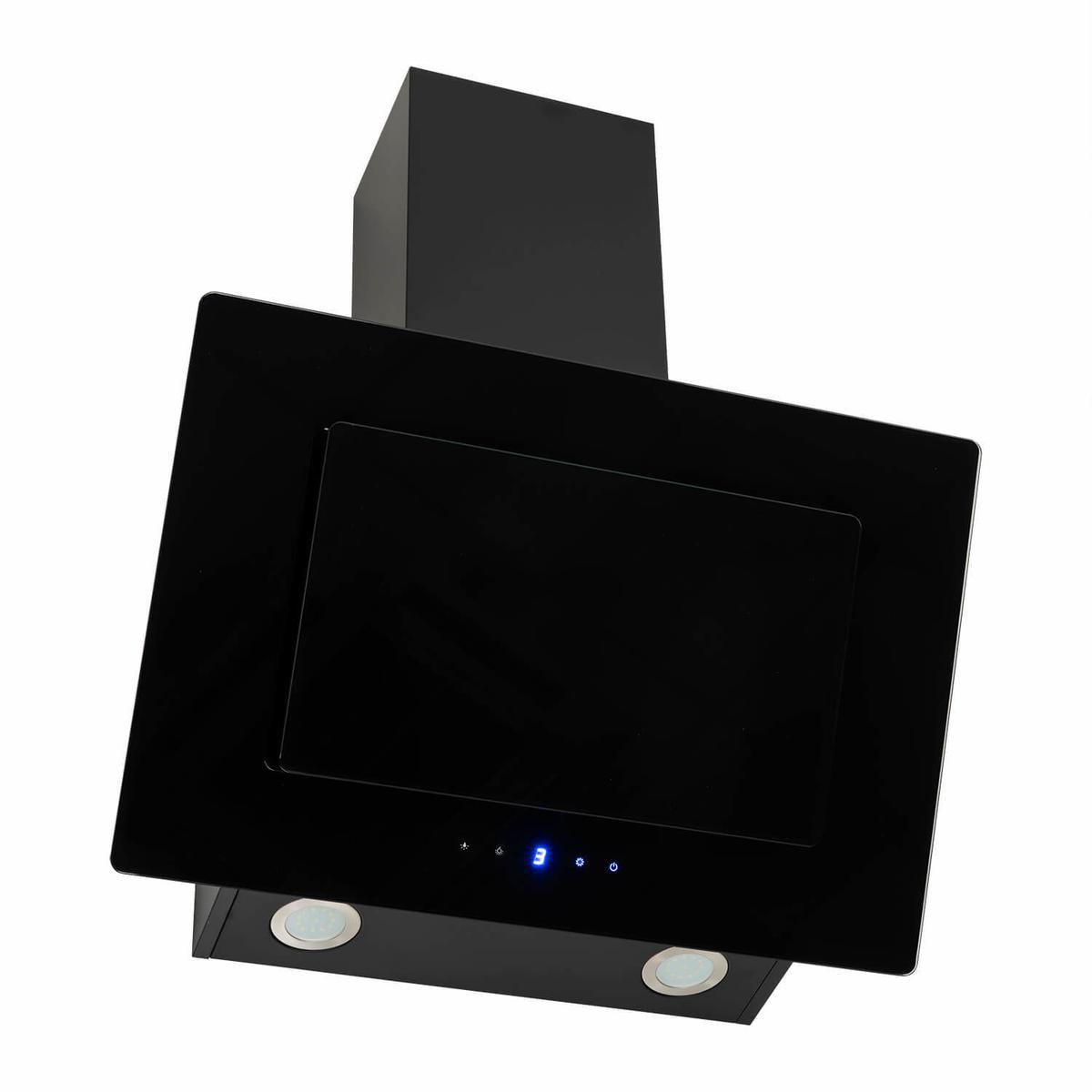 electriQ 60cm Angled Chimney Cooker Hood with Colour Change Lights - Black