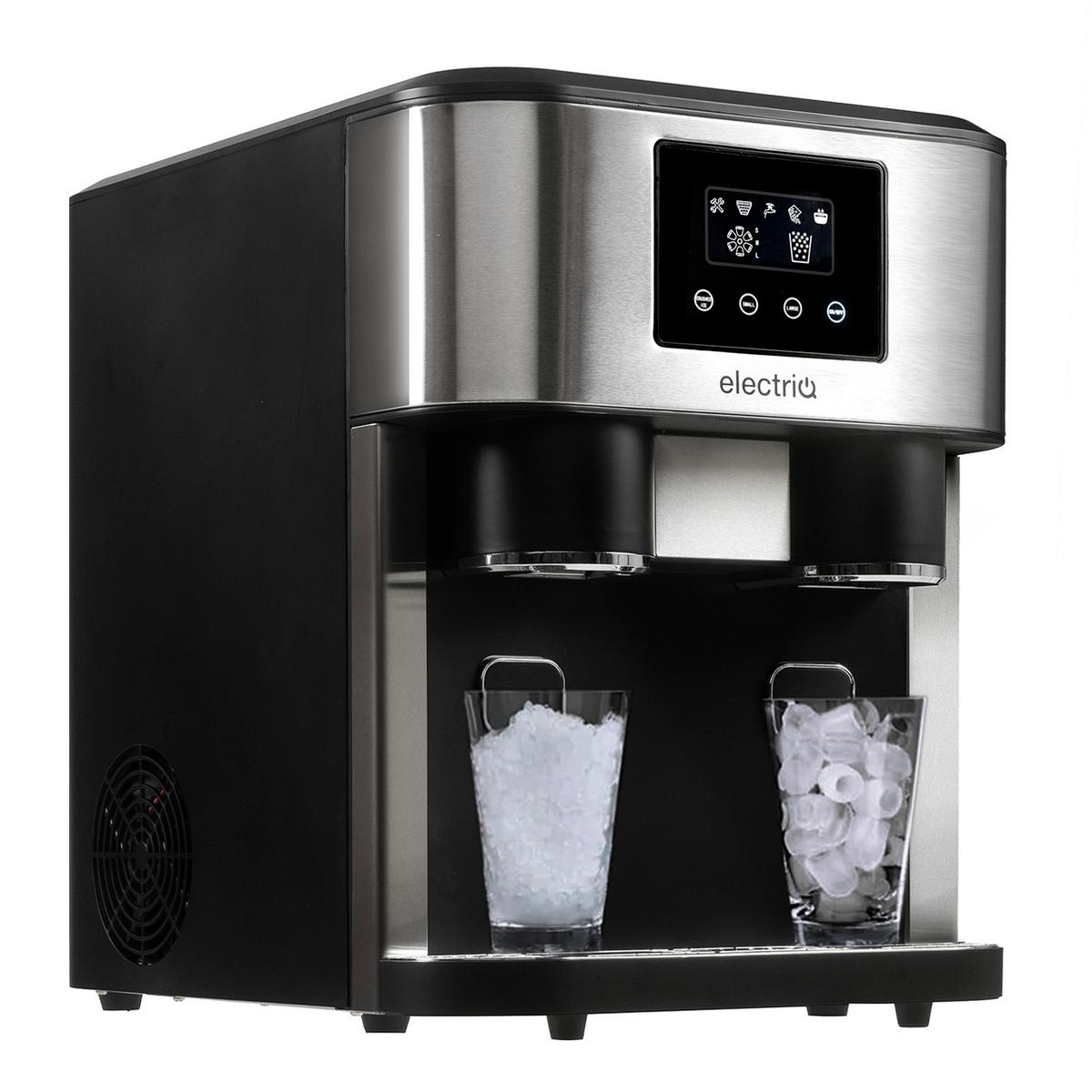 Refurbished electriQ eiqicecm Counter Top Ice Maker With Ice Crusher and Water Dispenser Stainless Steel