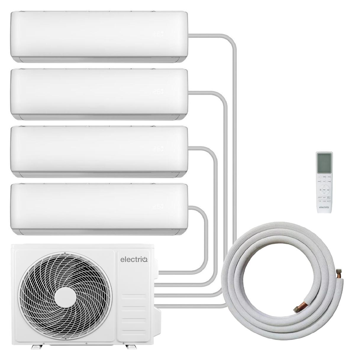 electriQ iQool Multi-Split 4 x 12000 BTU Smart Wall Mounted Split Air Conditioner with Heat Pump - Pipe Kits Included
