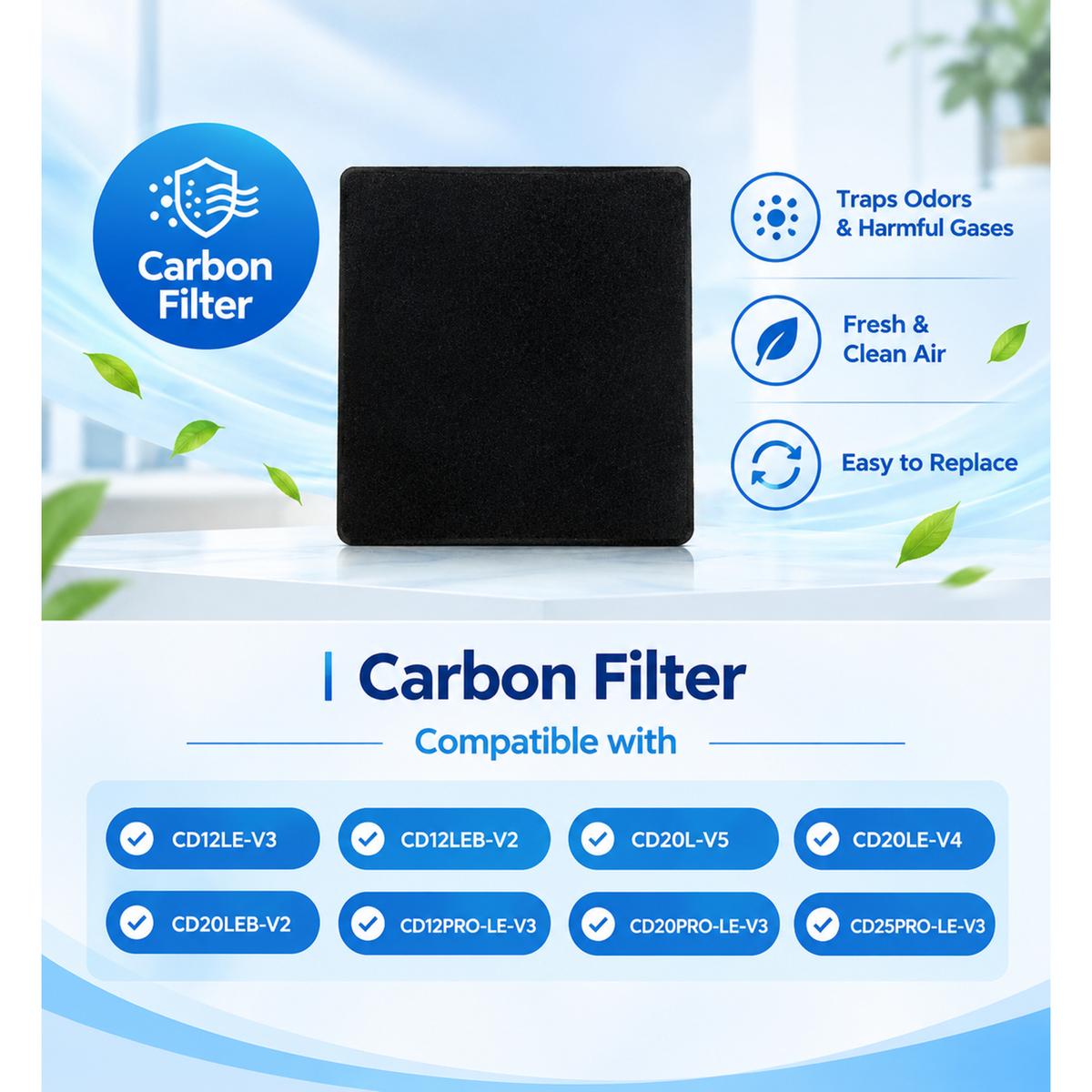 Active Carbon Filter compatible with CD20L-V5 CD12LE-V3 CD12LEB-V2 CD12PRO-LE-V3 CD20LE-V4 CD20LEB-V2 CD20PRO-LE-V3 CD25PRO-LE-V3