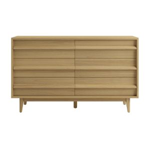 Wide Light Oak 6 Drawer Chest of Drawers - Aksel