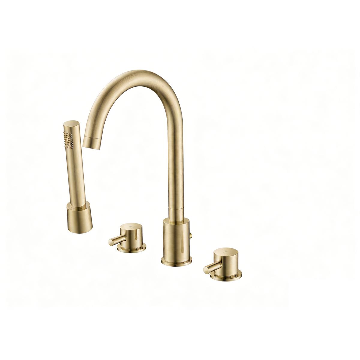 Brushed Brass 4 Hole Bath Shower Mixer Tap - Arissa