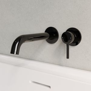 Black Chrome Wall Mounted Bath Mixer Tap - Arissa