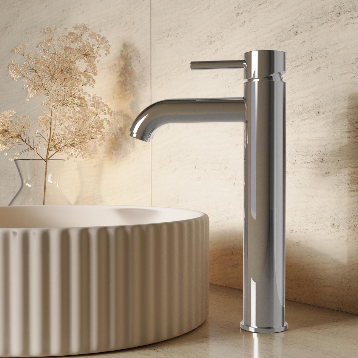 Chrome Tall Mono Basin Mixer Tap - Arissa