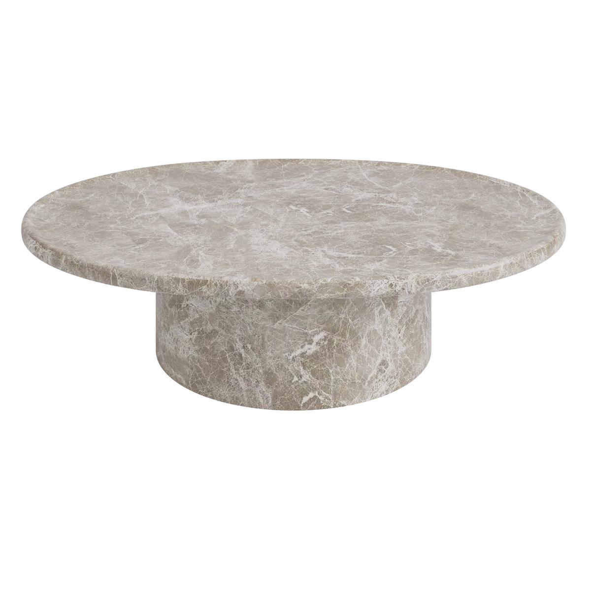 Large Beige Marble Effect Oval Coffee Table - Arrezzo