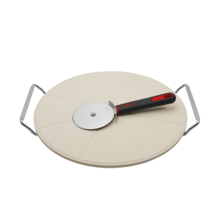 Beefeater Pizza Pack 3 Piece Set Round Pizza Stone Stand & Pizza Cutter