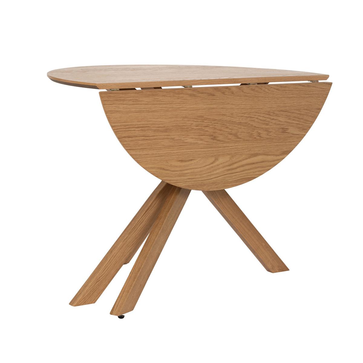 Small Oak Drop Leaf Space Saving Round Extendable Dining Table - Seats 2 - 4 - Carson