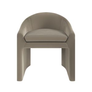 Upholstered Mink Velvet Curved Tub Dining Chair - Kelsey