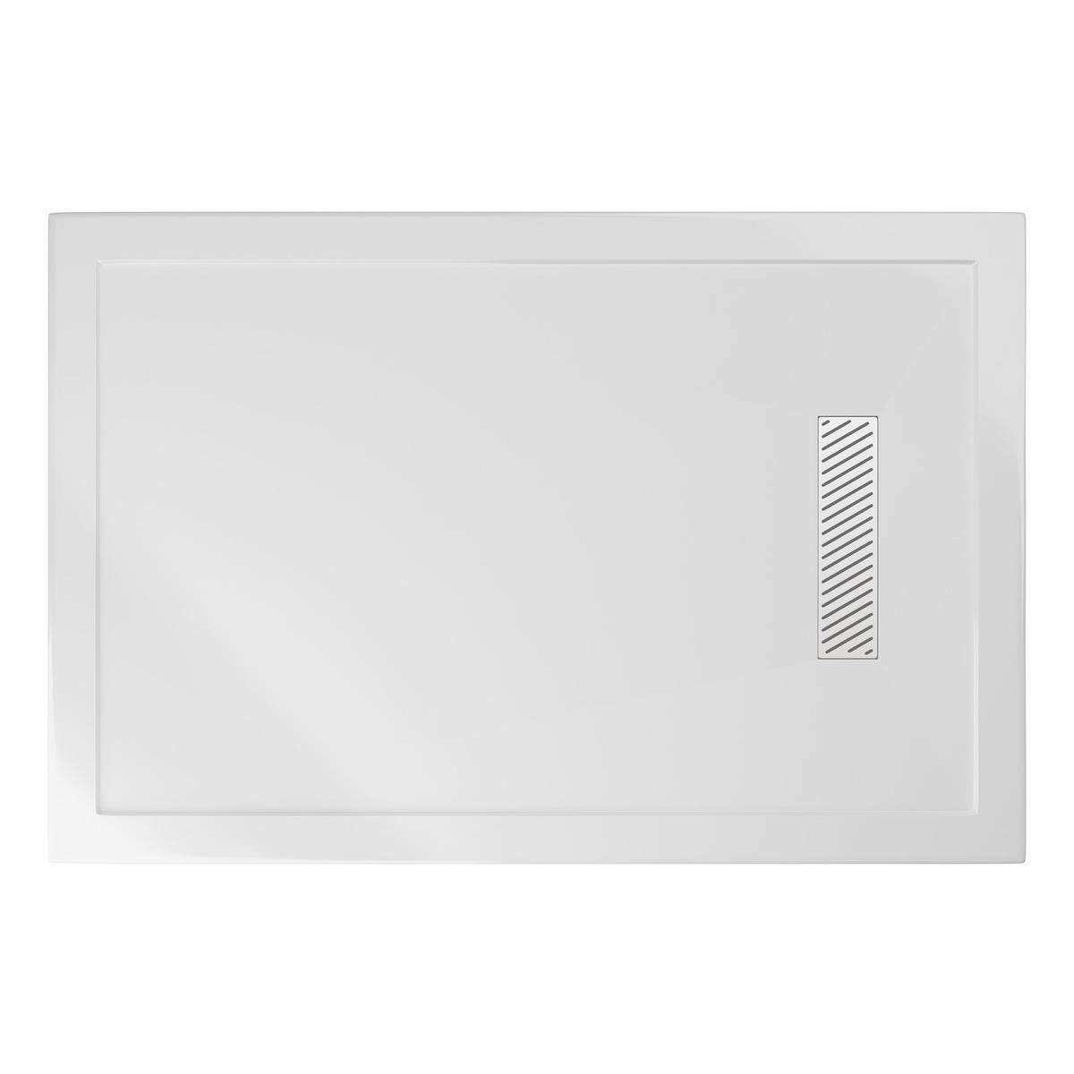 1400x800mm Rectangular 25mm Slimline White Stone Resin Shower Tray – Cascade