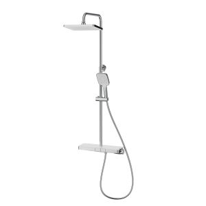 Chrome Thermostatic Mixer Shower Set with Push Button & Shelf - Mika