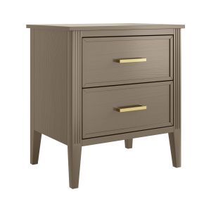 Dark Wood 2 Drawer Bedside Table - Delilah
