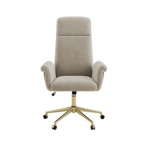 Beige Chenille High Back Swivel Office Chair - Effie