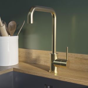 Brushed Brass Single Lever Monobloc Kitchen Mixer Tap - Enza Elwood