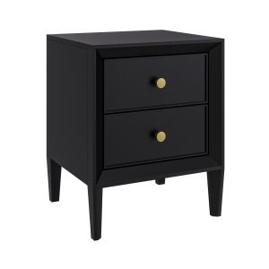 Black Wood 2-Drawer Bedside Table - Georgie