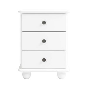 White 3-Drawer Bedside Table - Hampton