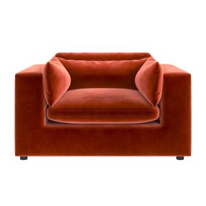 Burnt Orange Velvet Modern Love Seat - Hudson
