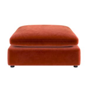 Burnt Orange Velvet Footstool - Hudson