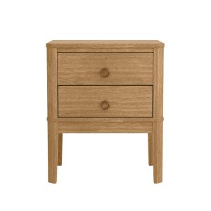 Solid Light Pine Wood 2 Drawer Bedside Table - Josephine
