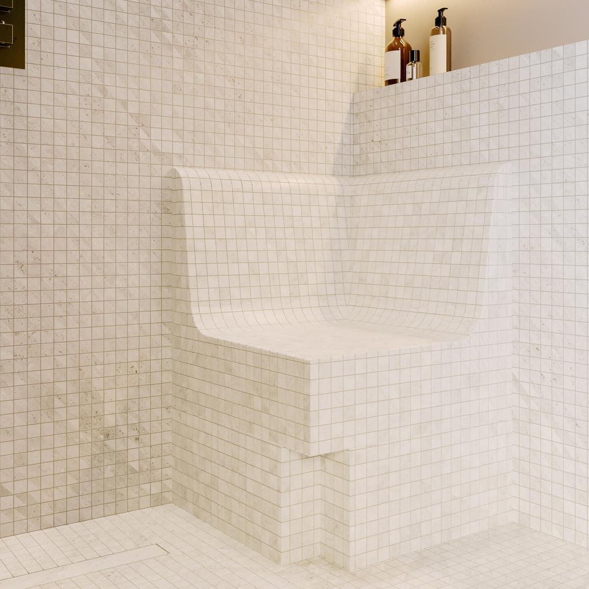 Tile-Ready Corner Bench 600x600x870mm - Lagoon