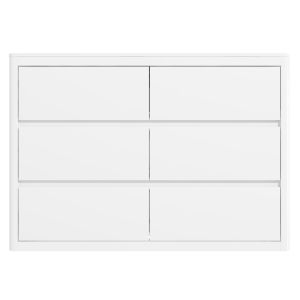 Wide White High Gloss 6 Drawer Chest of Drawers with Curved Edges - Lexi