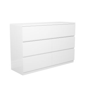 Wide White High Gloss 6 Drawer Chest of Drawers - Lyra