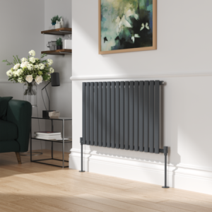 Elego Anthracite Gray Modern Manual Angled Radiator Valves (pair)