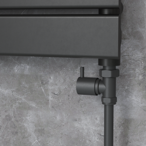 Elego Matte Black Modern Manual Straight Radiator Valves (pair)