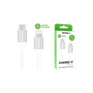 CHARGE-IT Premium 1 Metre USB-C to Lightning Cable - White
