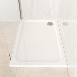 1200x700mm Rectangular Shower Tray – Low Profile 45mm – Stone Resin – White – Pearl