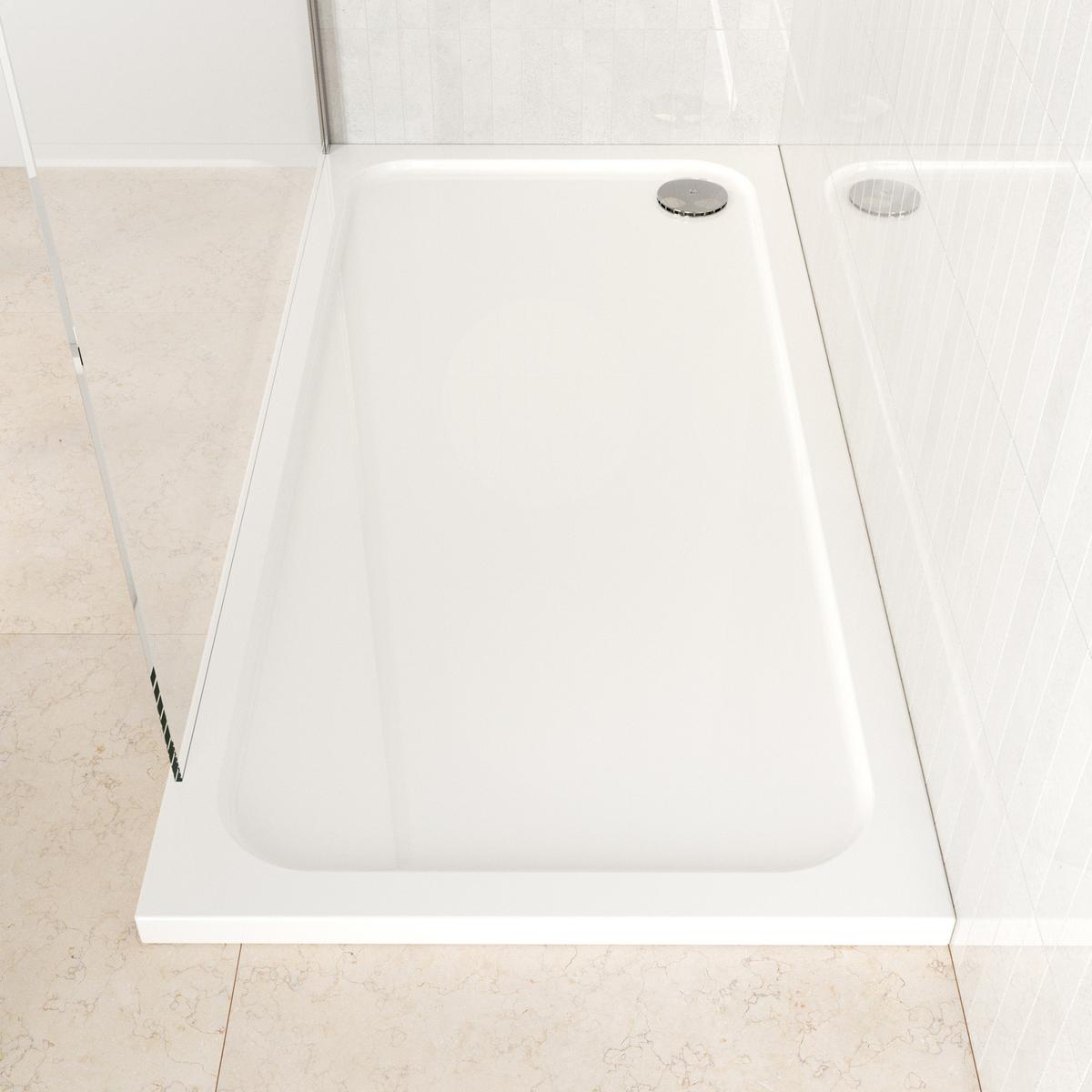 1600x800mm Rectangular 45mm White Stone Resin Shower Tray – Pearl